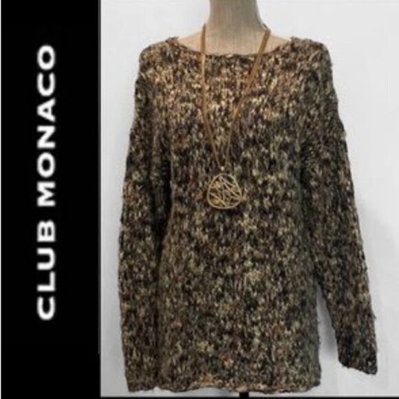 Club Monaco Marled Knit Sweater M Super Soft Cotton Acrylic Blend Pullover - Picture 3 of 12